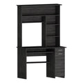 Modern Engineered Wood Desk With Hutch in Charcoal B504