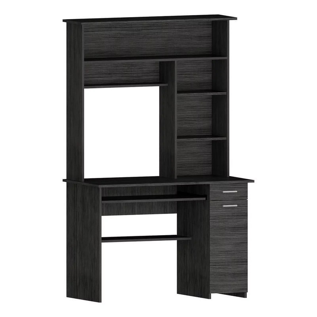 Modern Engineered Wood Desk With Hutch in Charcoal B504