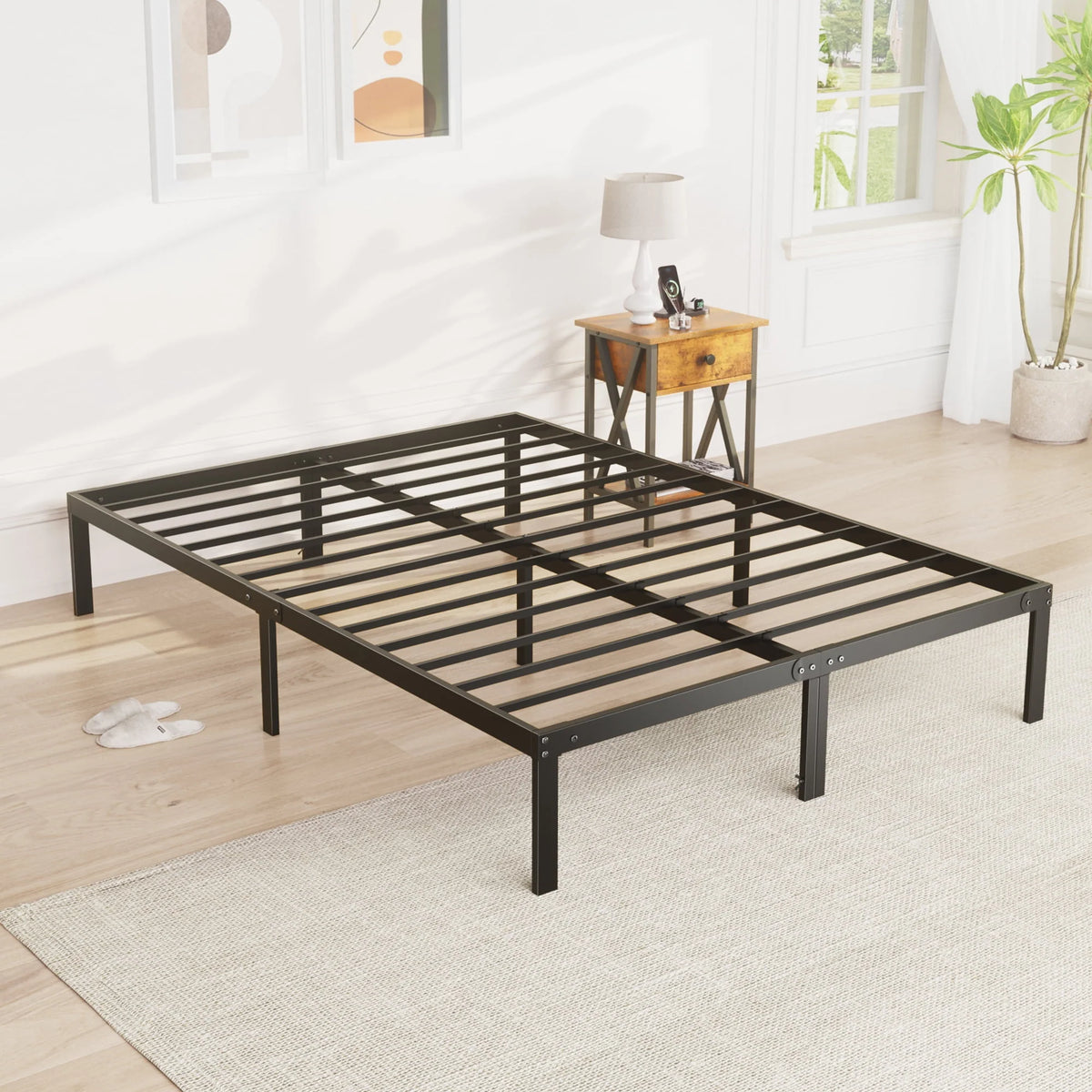 Full Size Heavy Duty Platform Bed Frame with Underbed Storage P353419