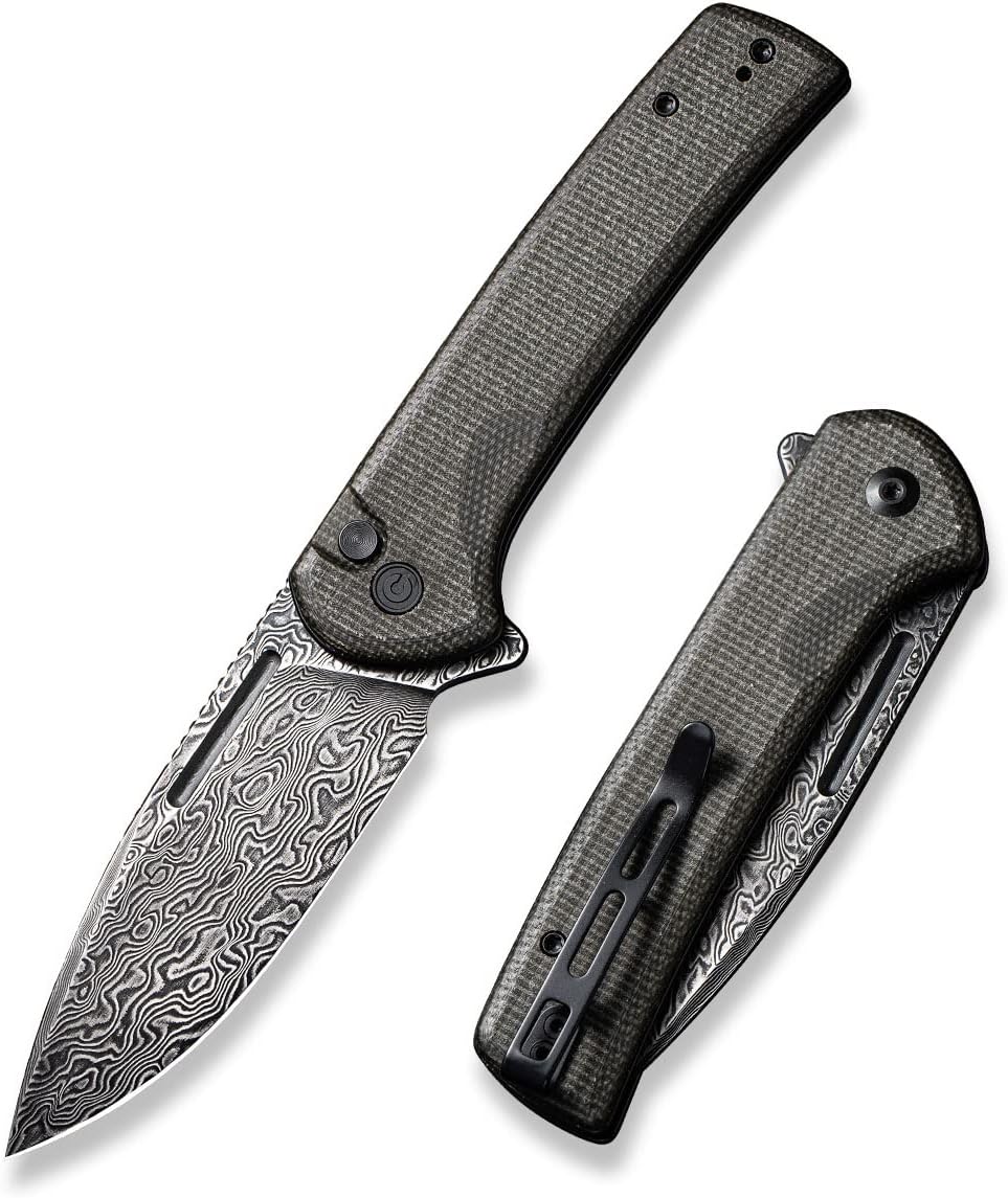 Black Micarta Button Lock Folding Knife Y875