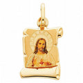 14k Yellow Gold and Enamel Sacred Heart of Jesus Religious Pendant B59088