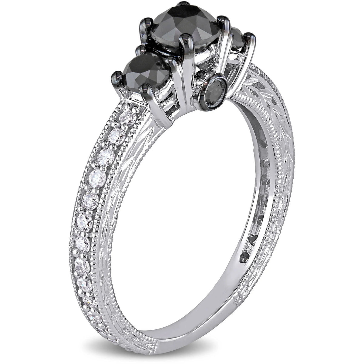 10kt White Gold Three Stone Engagement Ring D597