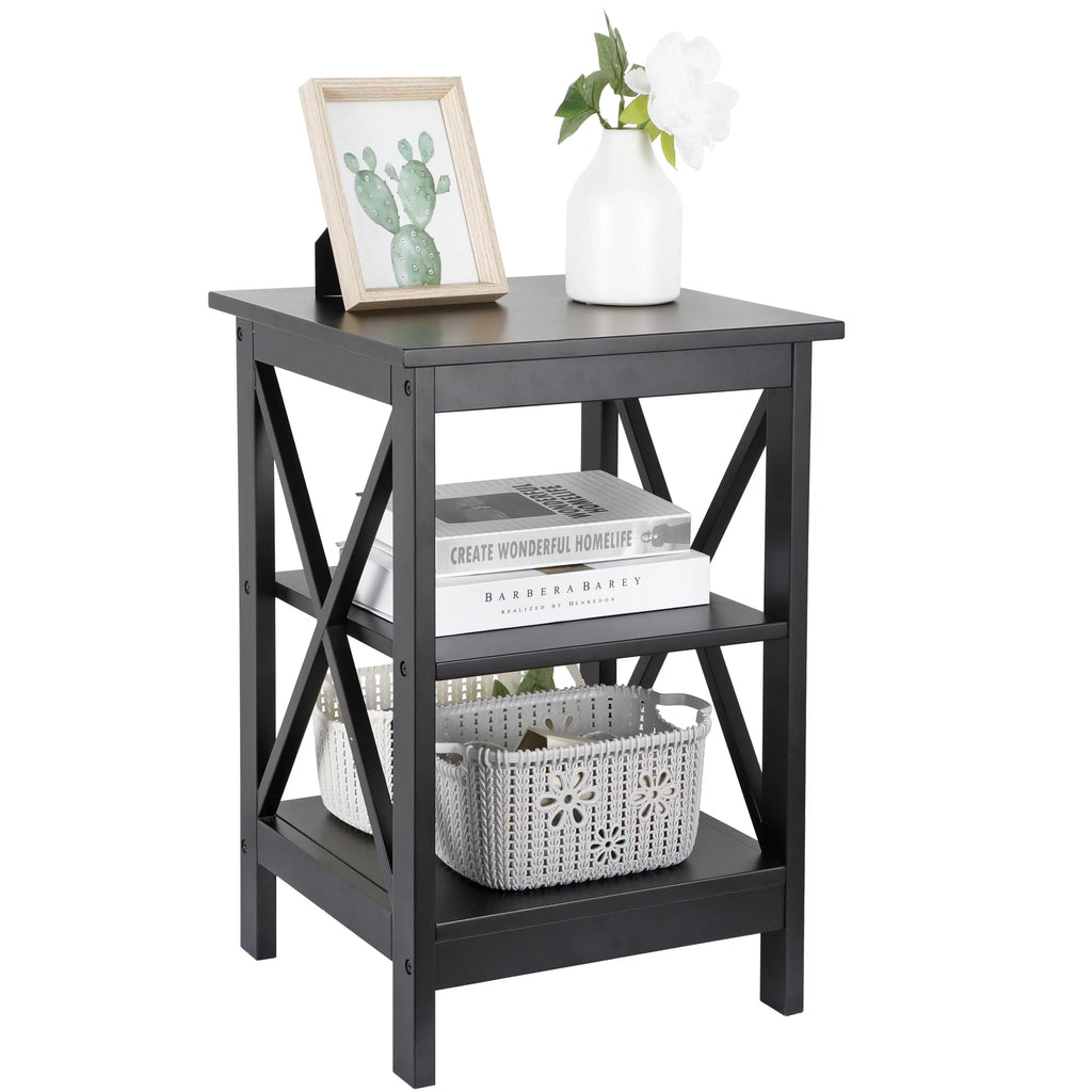 Black Rectangle End Table with Storage Shelf U440277