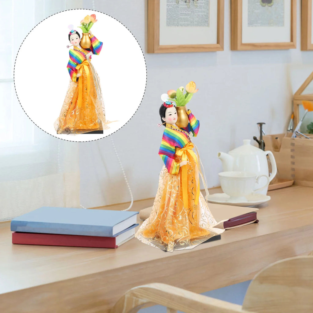 Doll Hanbok Korean Geisha Figure Figurine Traditional Asian Collectible Kimono Antique Dress L41735