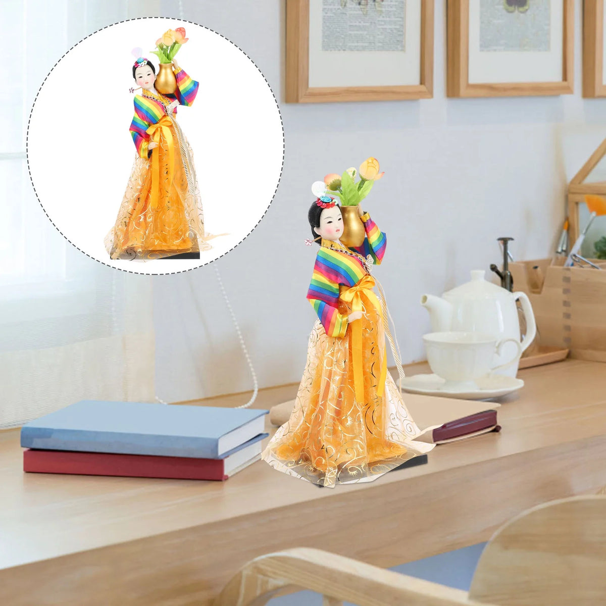 Doll Hanbok Korean Geisha Figure Figurine Traditional Asian Collectible Kimono Antique Dress L41735