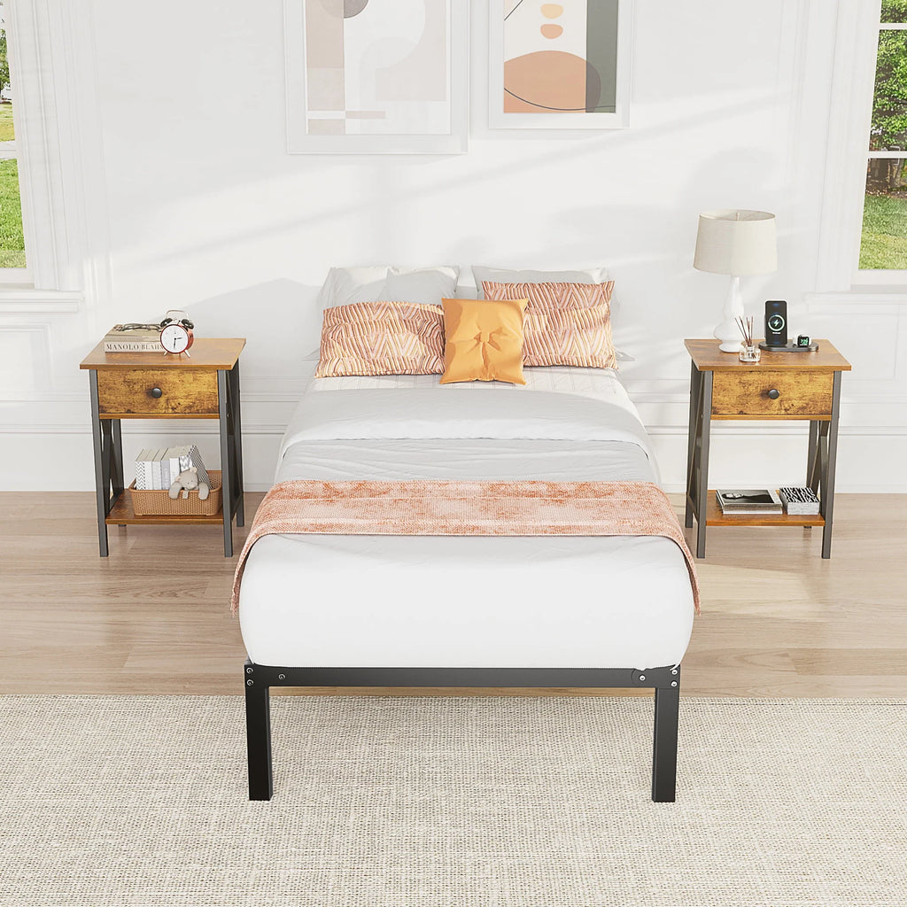 Full Size Heavy Duty Platform Bed Frame with Underbed Storage P353419