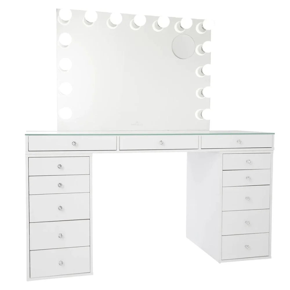 Vanity Desk with 5 Drawer Units and Lighted Mirror H71419