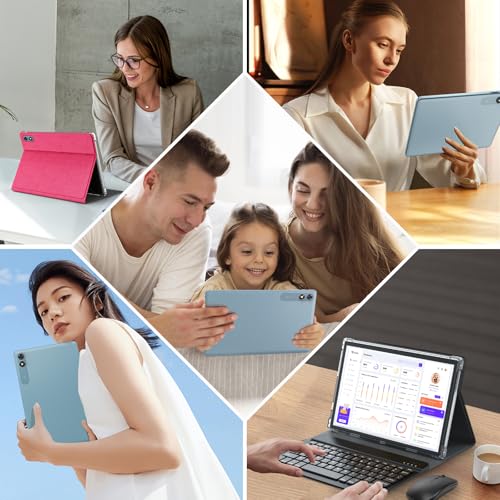 Android 15 Tablet with Keyboard, 26GB+256GB, 10.1 Inch, 8000 mAh, 5G WiFi, Dual Camera, 2 in 1, Black Q543588