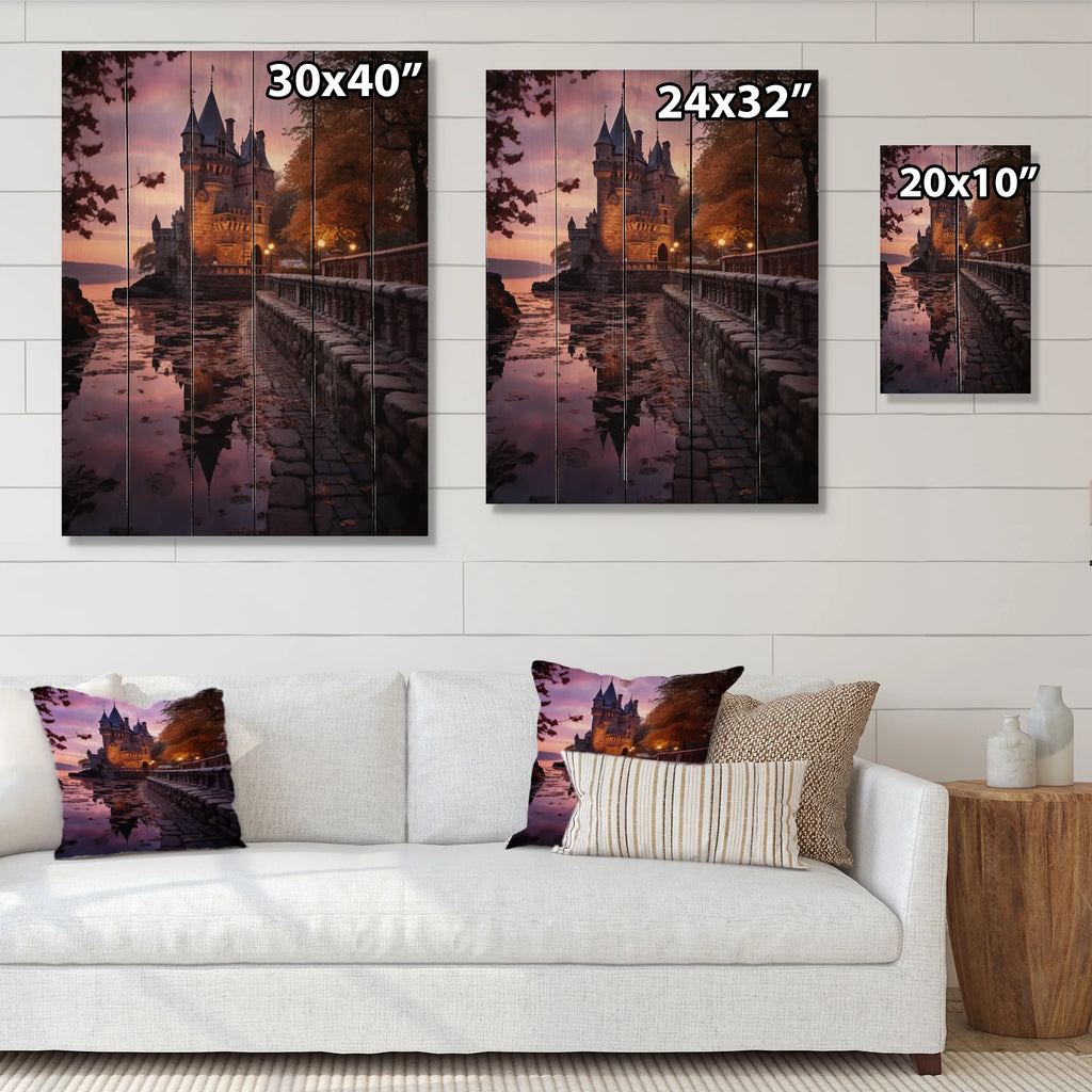 Natural Pine Wood Cityscapes Print D76589