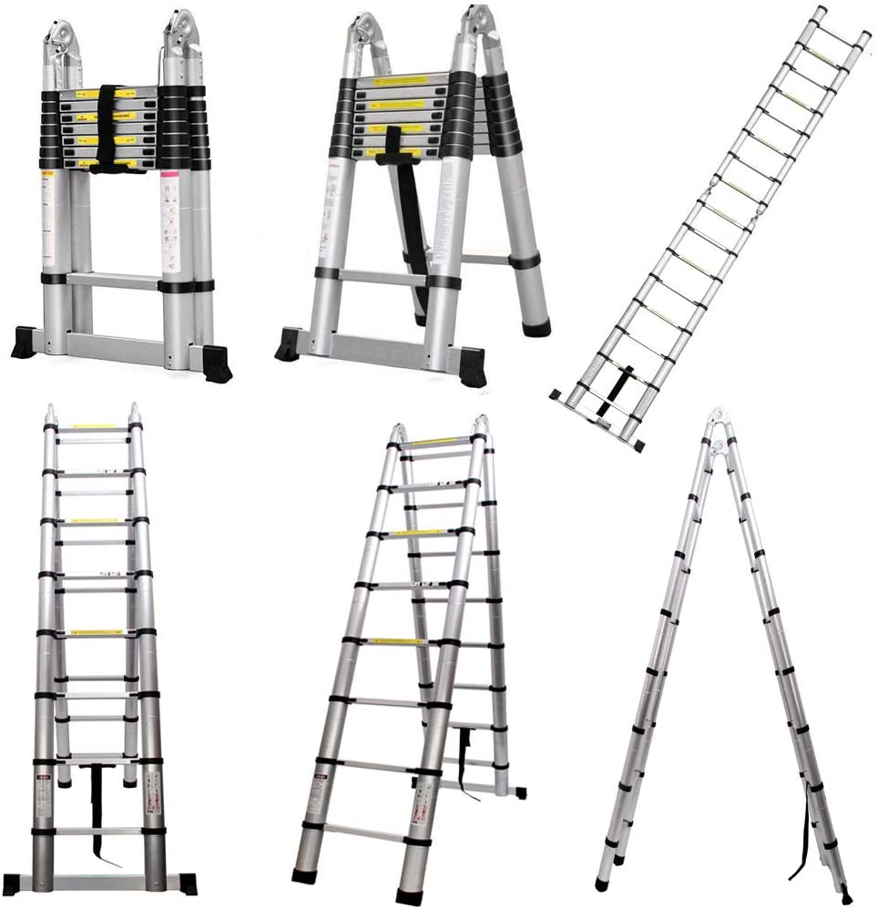 16.5Ft Aluminum Telescoping Ladder, 330lbs Load Capacity A55654