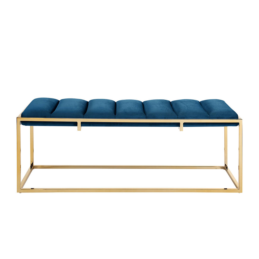 Channel Tufted Velvet Bench Metal Frame B8883