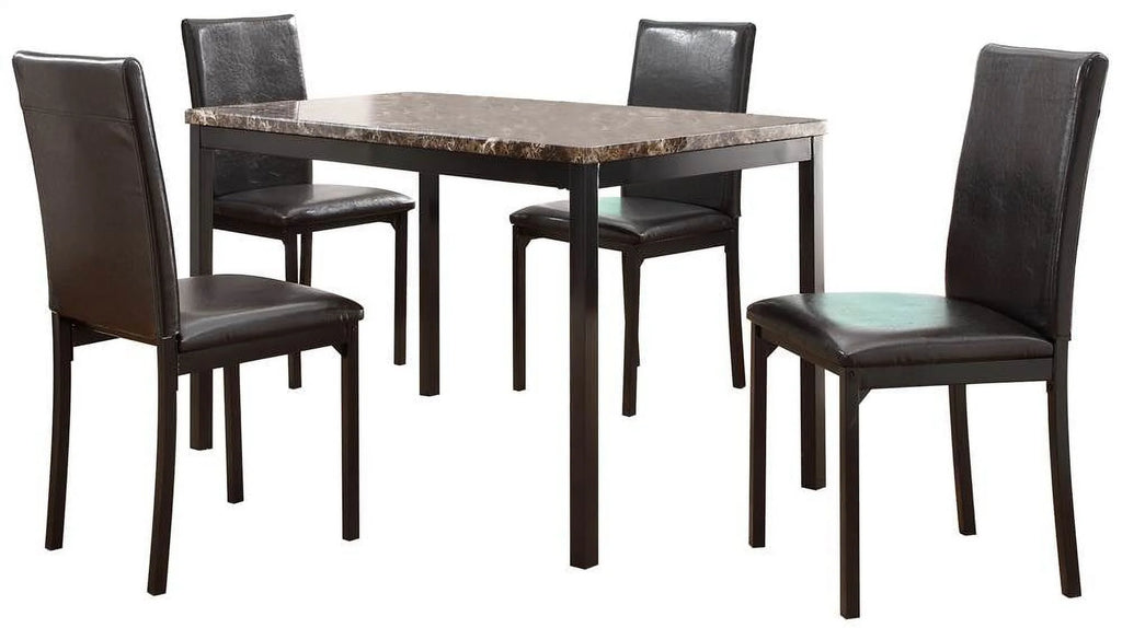 Contemporary Dining Table with Faux Marble Top in Black Q24291