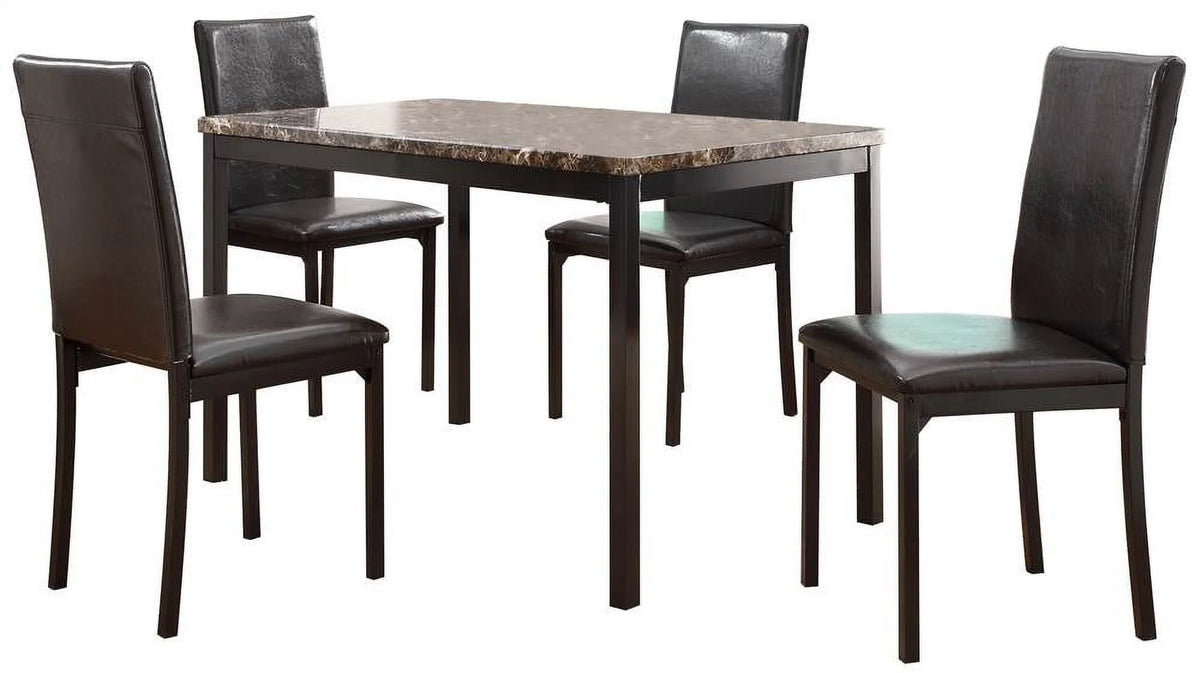 Contemporary Dining Table with Faux Marble Top in Black Q24291