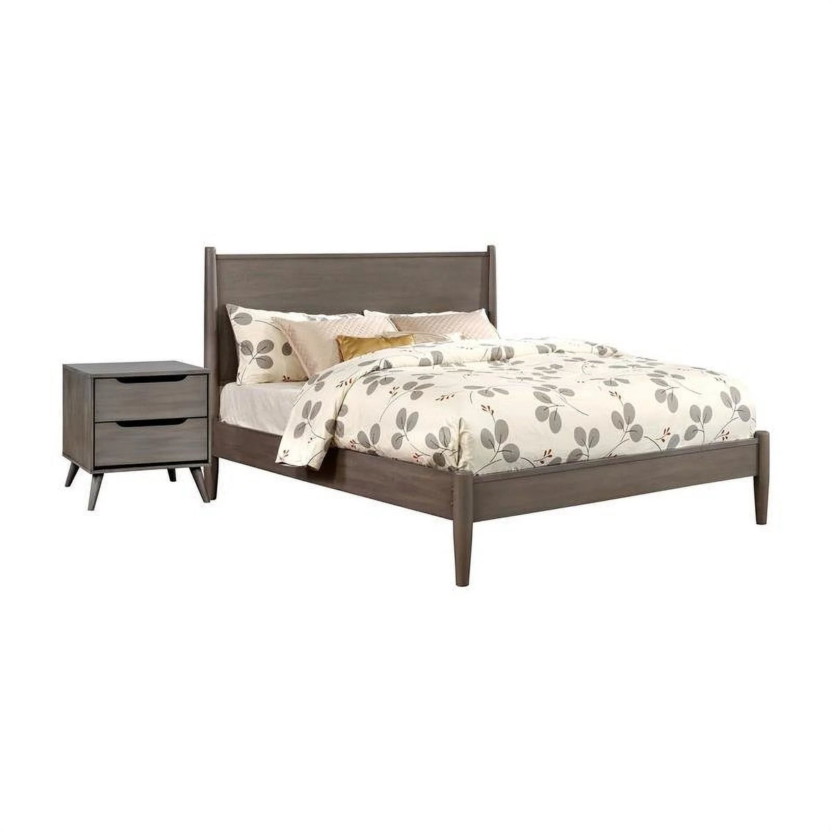 Gray Solid Wood Bedroom Set King + Nightstand R9092