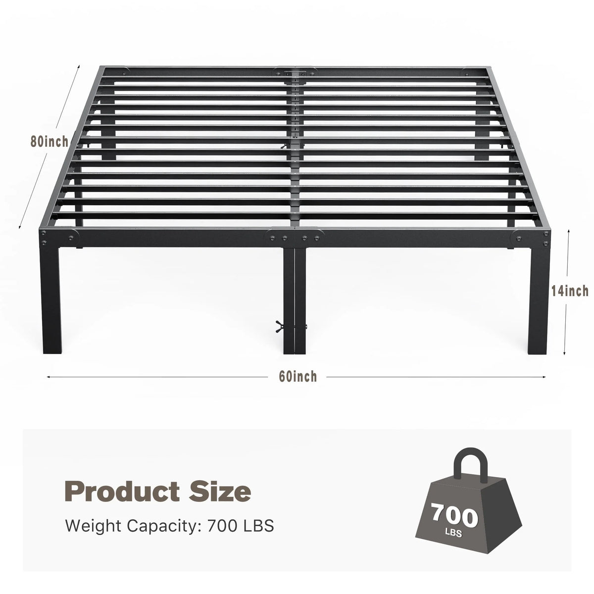 Full Size Heavy Duty Platform Bed Frame with Underbed Storage P353419