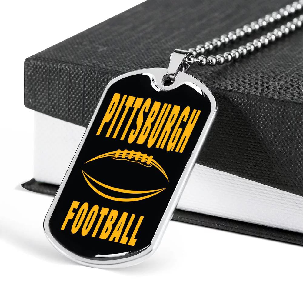 Stainless Steel or 18k Gold Dog Tag Necklace F1699