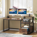 60 inch Computer Desk with File Drawer and Storage Shelves F41913
