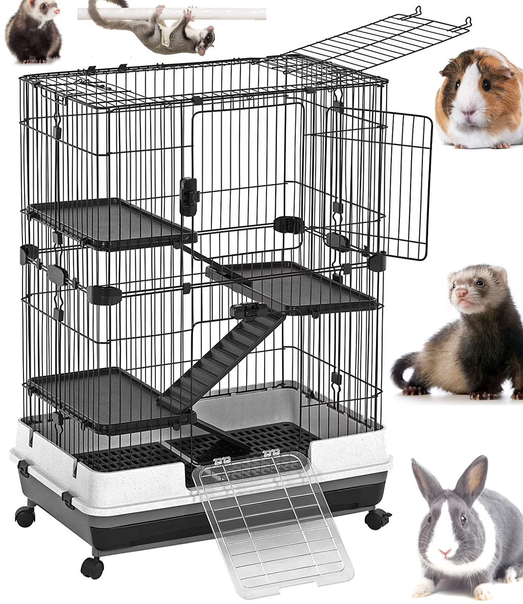 X-Large 43” 4-Story Indoor/Outdoor Rabbit Guinea Pig Hutch Cage with Washable Tray K842