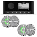 Marine Stereo with 2 Pair of 6.5" White Grill Marine Speakers with RGB Lighting Z10925