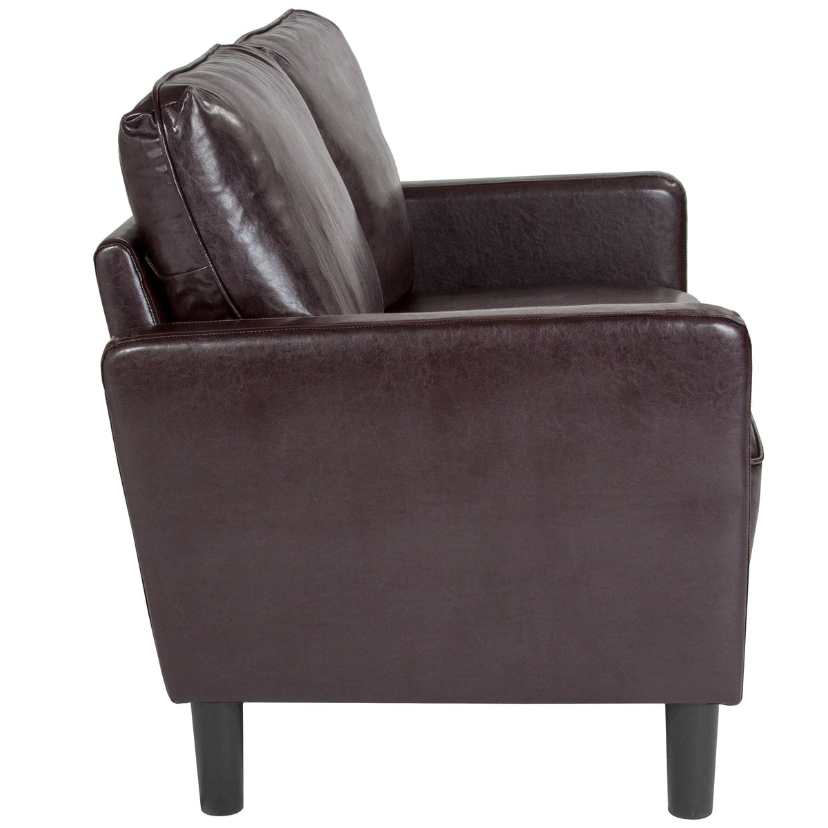 Brown Leather Straight Arm Loveseat G6632