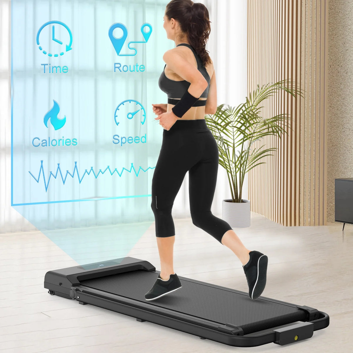 2 in 1 Under Desk Folding Treadmill, 6.25 MPH, 265 Lb Capacity V2202