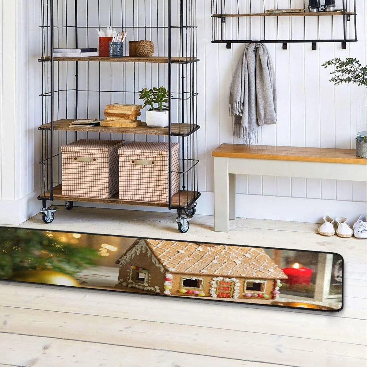 2'X6' Gingerbread House Runner Rug with Rubber Backing N376342