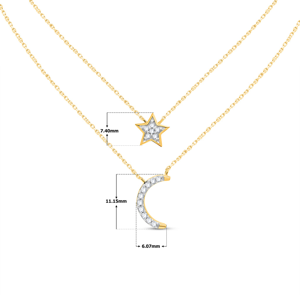 Round Cut Natural Diamond Necklace in 18K Yellow Gold over Silver E982