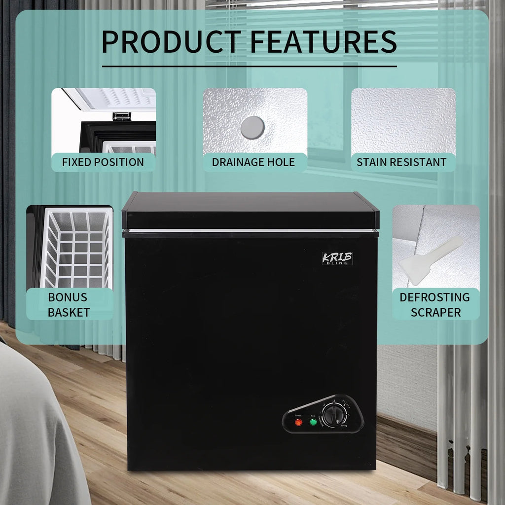 3.5 Cu.Ft Black Chest Freezer with Removable Basket R568