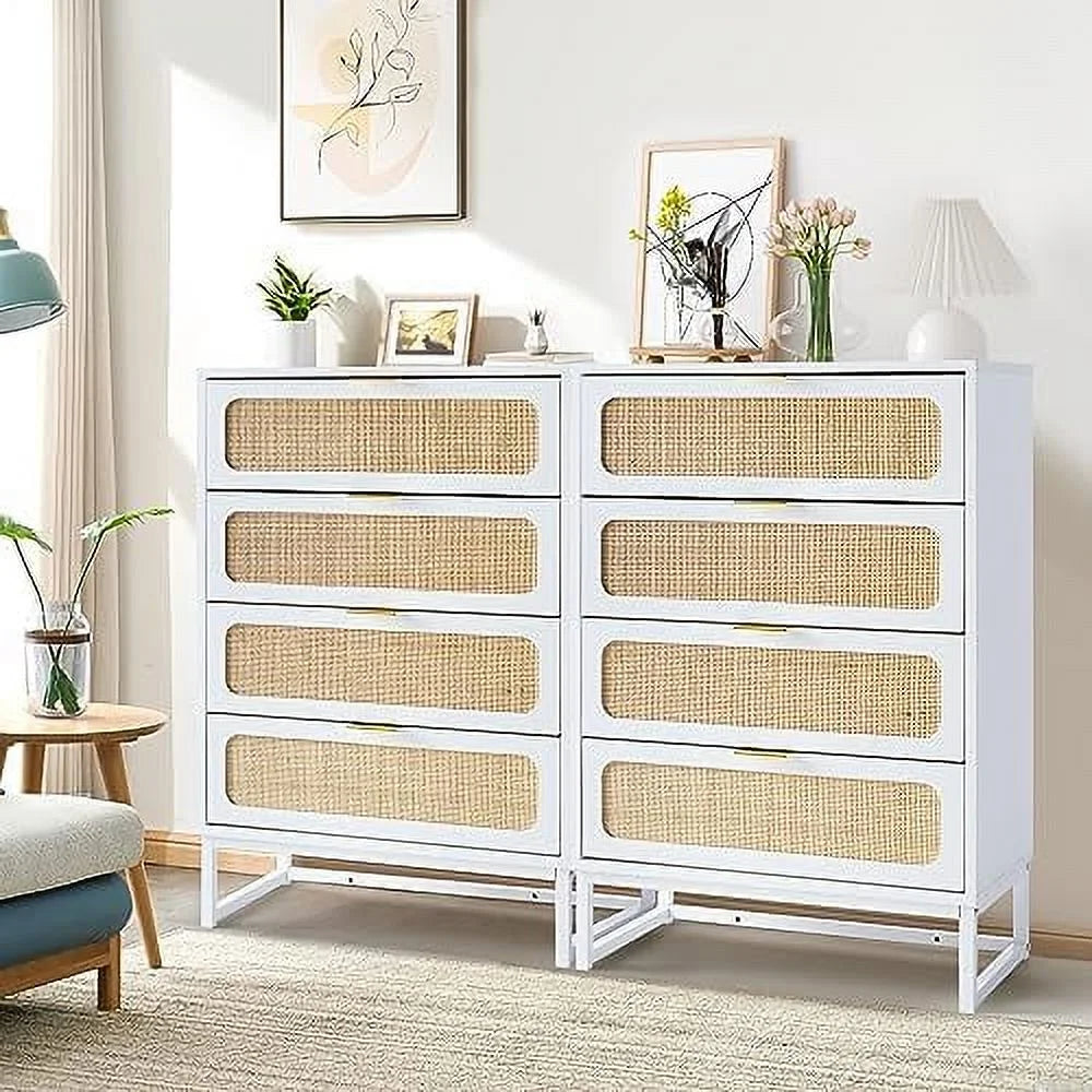 White Rattan 4 Drawer Dresser Z849651
