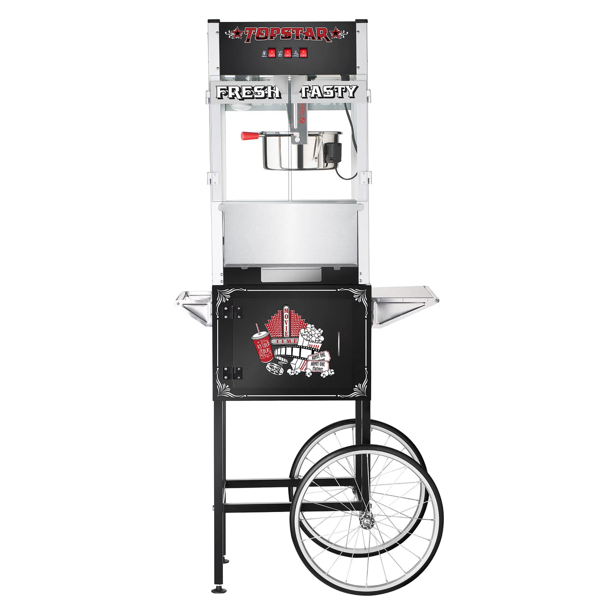 Black 12oz Popcorn Machine with Cart I8156