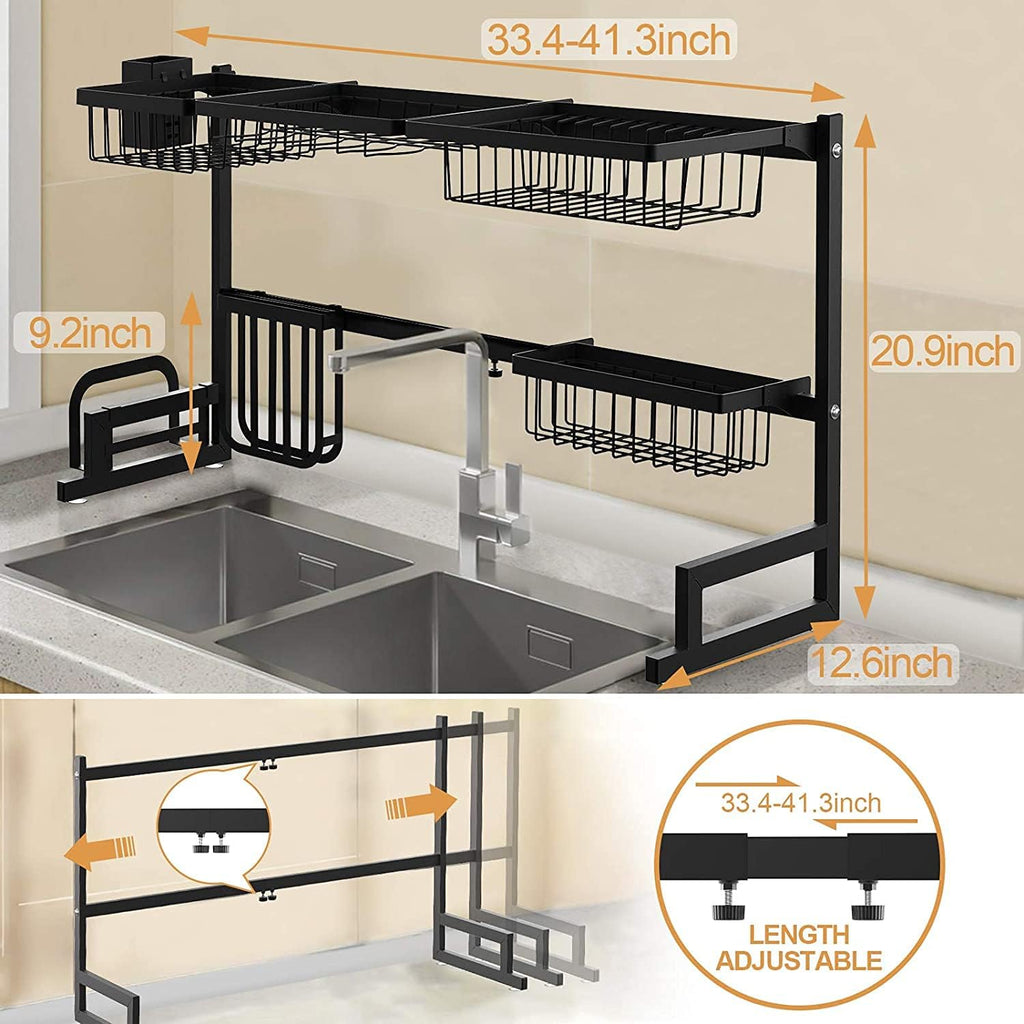 Black 2-Tier Under Sink Organizer with Sliding Drawer F73622