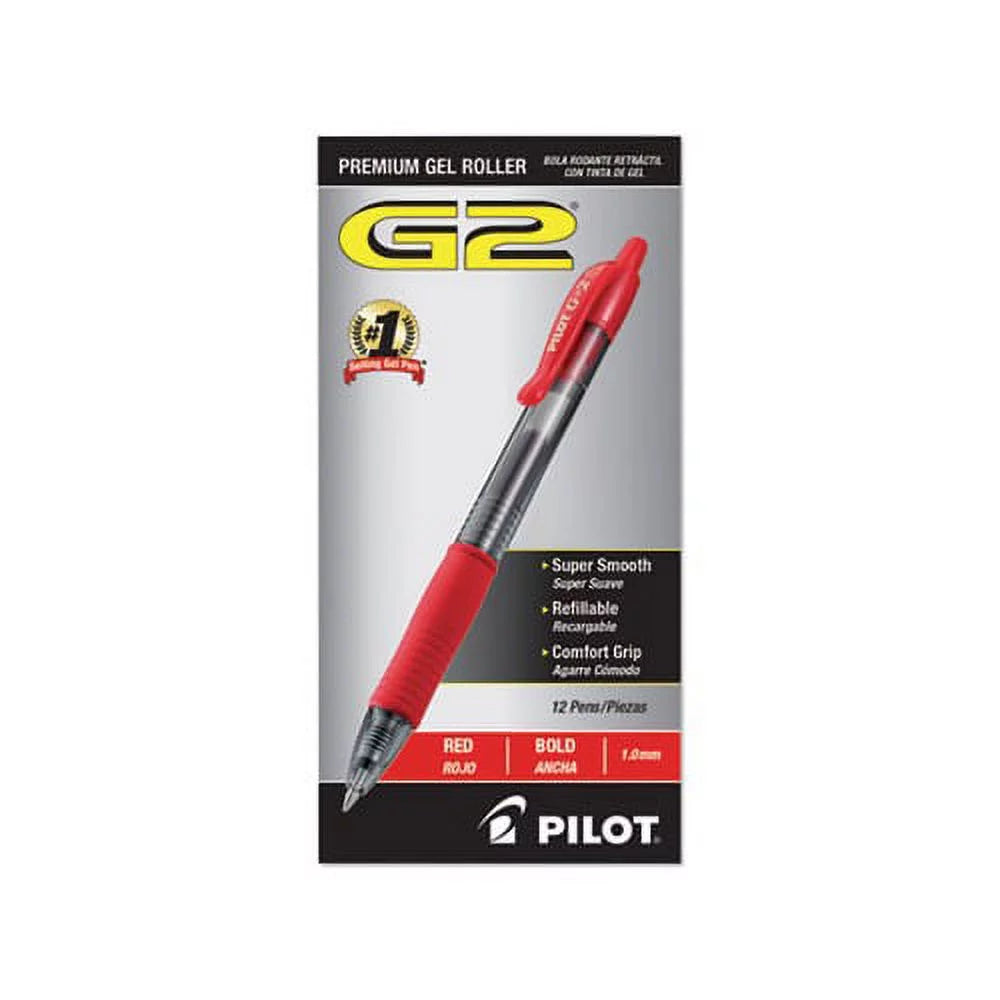 Retractable Gel Pen 1mm Red Ink Dozen E742