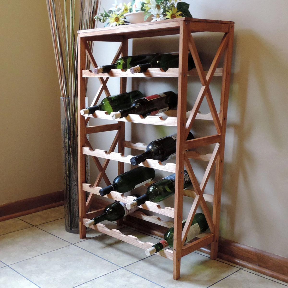 25-Bottle Freestanding Wine Rack with Tabletop P224952