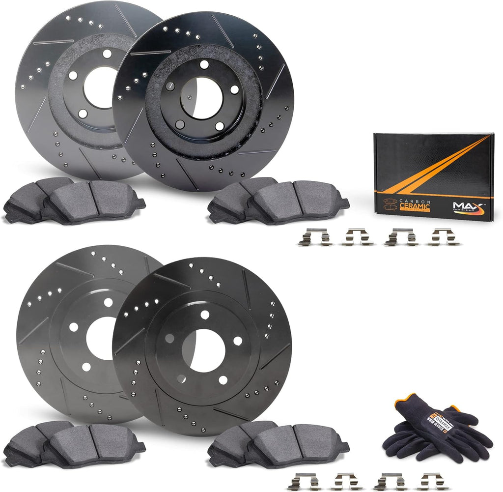 Front + Rear Carbon Ceramic Brake Rotors with Pads J2870