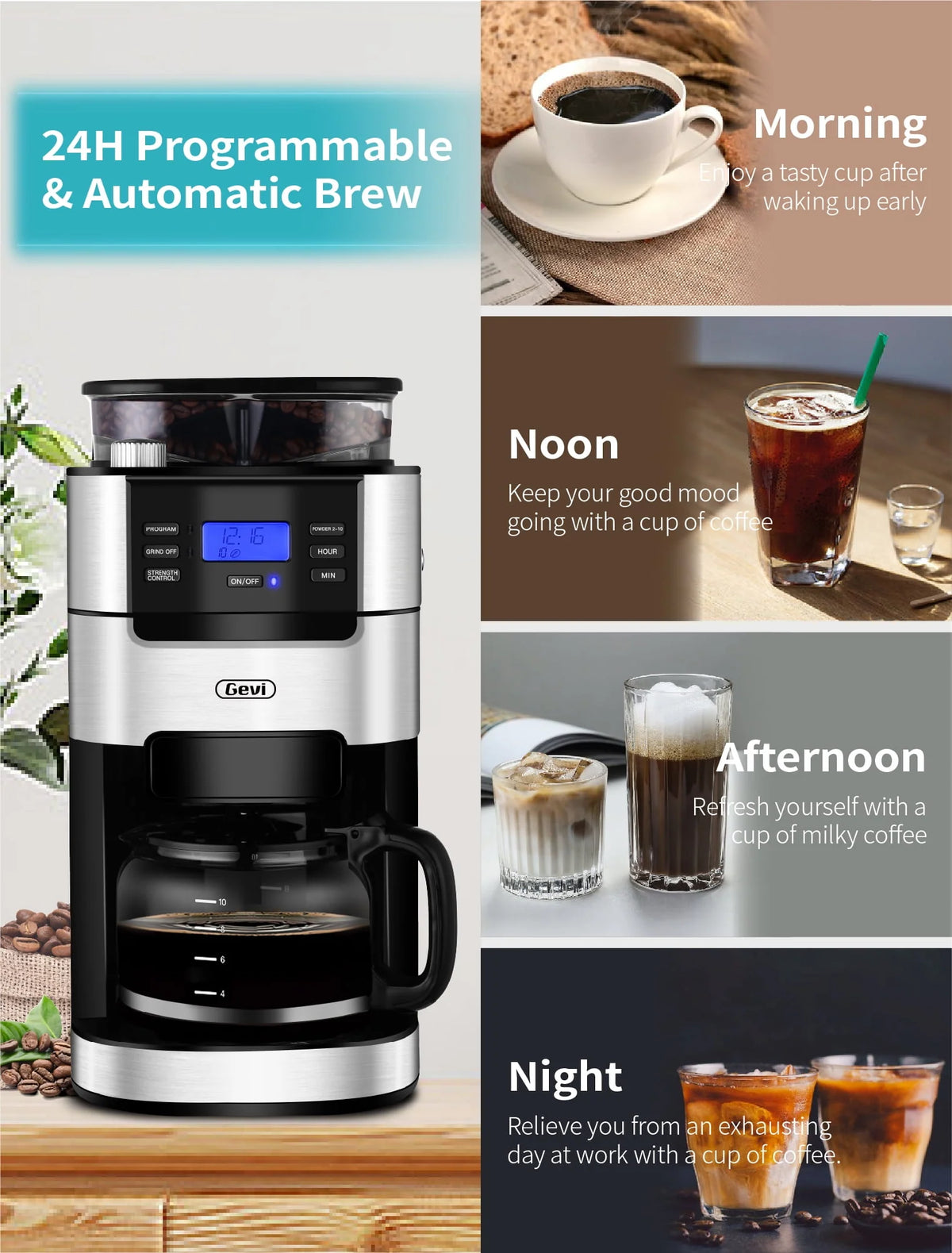10-Cup Programmable Grind and Brew Coffee Maker D568326