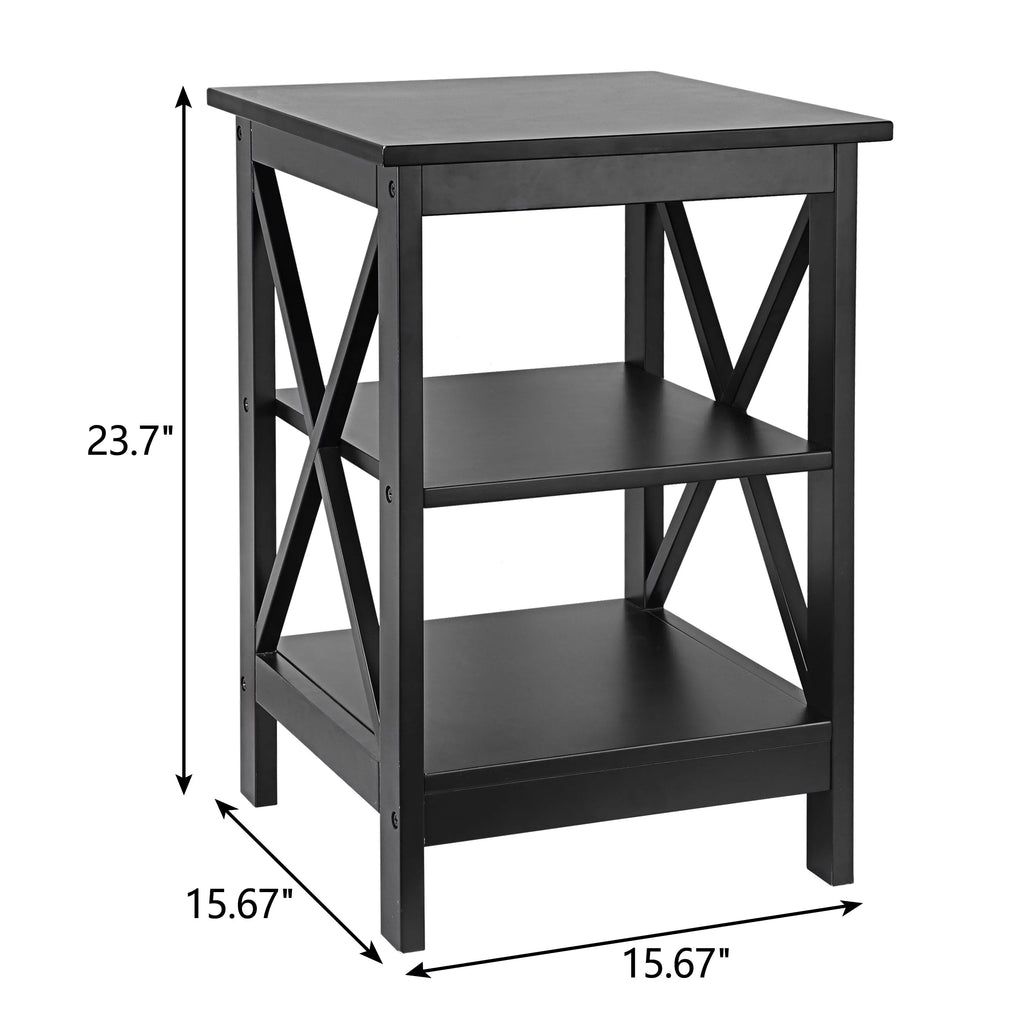 Black Rectangle End Table with Storage Shelf U440277