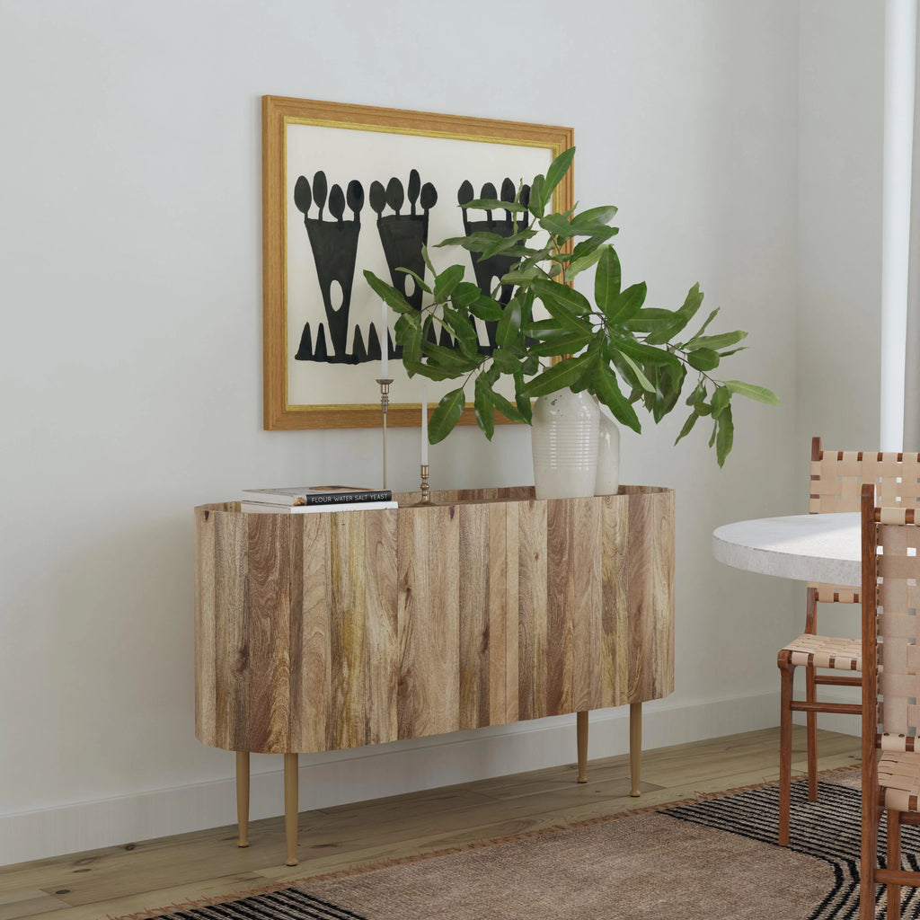 Wood and Iron Console Table with Shelves A258146