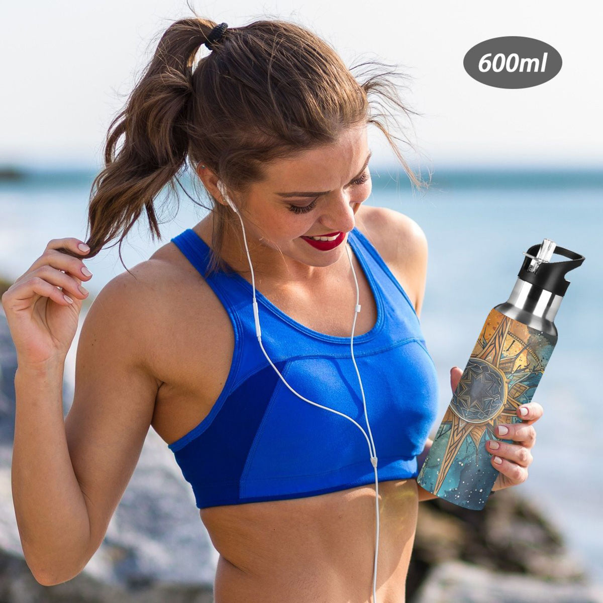 20 oz Insulated Stainless Steel Water Bottle with Straw Lid J3022