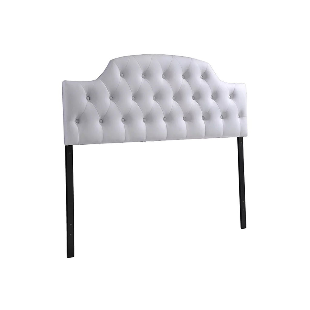 Queen Size White Faux Leather Upholstered Bed L1733